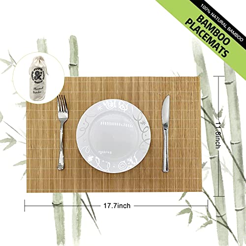Bamboo Placemats Set of 6 Non (Brown / Set of 12)