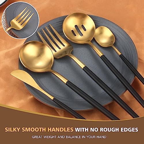 5pcs Matte Black Gold Serving Set (Blackgold / 5-piece)