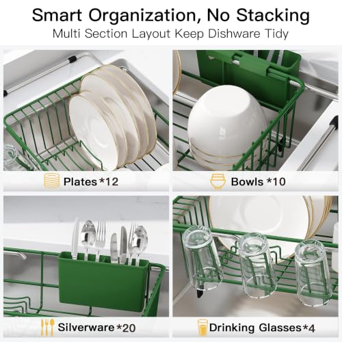 Green Dish Drying Rack in Sink (Green / For 12"-30"w Sink)