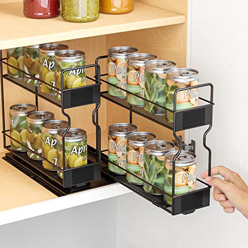 Pull Out Spice Rack Organizer for Cabinet (Two 3"W Drawers, 2-Tier)