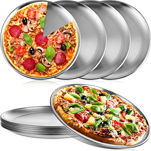 8 Pieces Silver Pizza Pans 10 Inch Bakeware (8 Count)