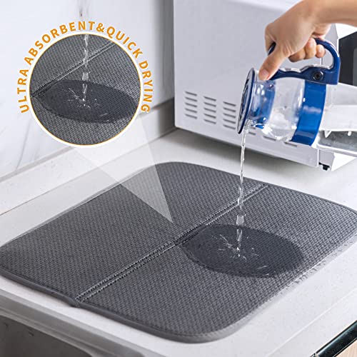 Dish Drying Mats 2 Pack (16''X18'' / 2 Pack Grey)
