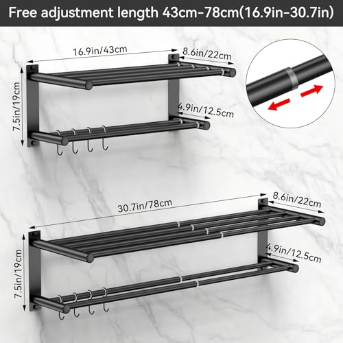 Black Adjustable Black Towel Bar for Bathroom Wall Mount17