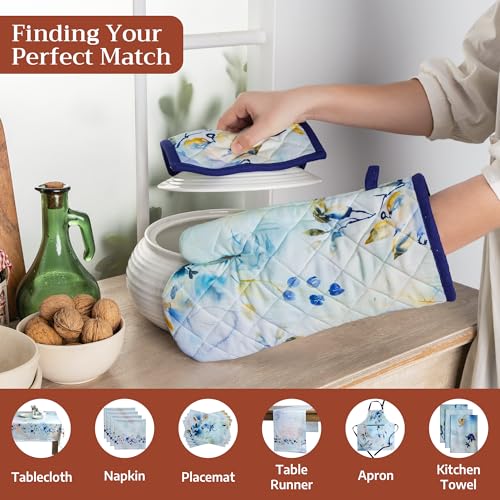 Maison d'Hermine Oven Gloves 100% Cotton Oven Mitt (046 - Lazy Summer Days / 7.5" x 13" (Oven Mitt))