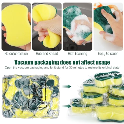 240 Pcs Individually Wrapped Sponges Kitchen Bulk Non Scratch Scouring Sponges for Dishes Household Cleaning Travel Apartments Hotel Car