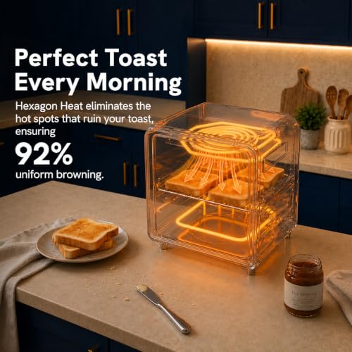 6-in-1 Air Fryer Toaster Oven Combo, Compact 12.7 QT Small Countertop Convection Oven, Fits 9" Pizza & 4 Toast, Hexagon Hybrid Heating, Enamel Baking Pan Included, Stainless Steel Finish (12.7-QT Brushed Stainless Steel Finish)