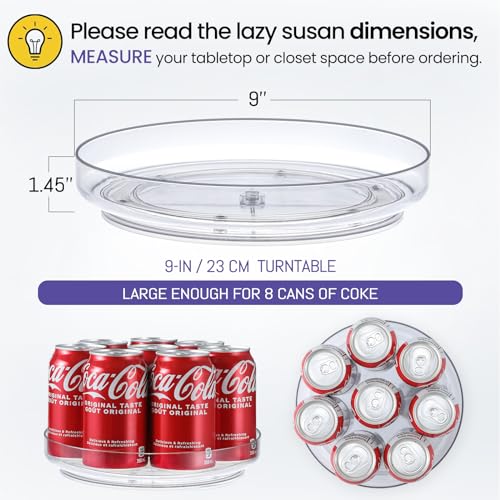 4 Pack 9 Inch Clear Acrylic Lazy Susan 360° Turntable Organizer Spice Rack (4 Count)