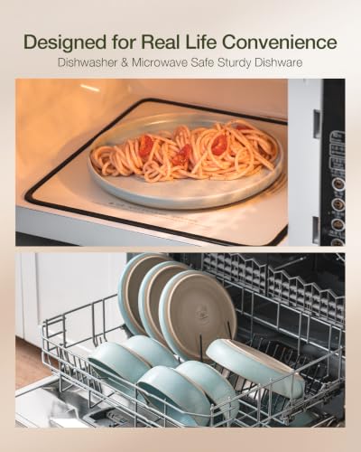 Milkyway 16 Piece Stoneware Dinnerware Set (Light Blue / Service for 4 (Include Pasta Bowls))
