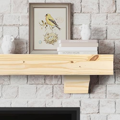 Breckenridge 72” Fireplace Mantel Shelf with Corbels (Unfinished Rustic / 72 Inch)