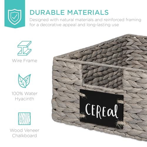 Set of 4 9x12in Water Hyacinth Pantry Baskets (9x12x5in / Gray)