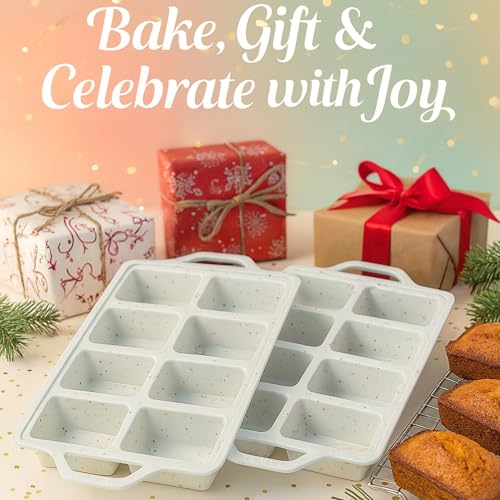 Silicone Mini Loaf Pans for Baking (Cream / Mini ( 8 Cups Pan, Pack of 2))