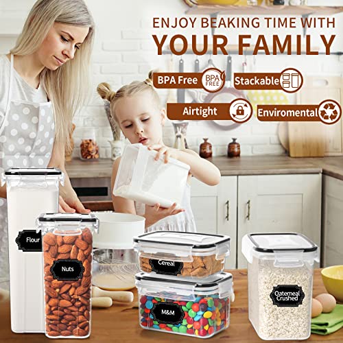 Airtight Food Storage Containers with Lids (Black-12 Piece)