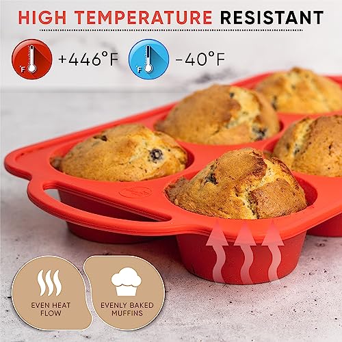 Silicone Jumbo Muffin Pan (Red / Jumbo (6 Cups))