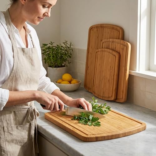 Bamboo Cutting Boards for Kitchen (3-Piece (Brown))