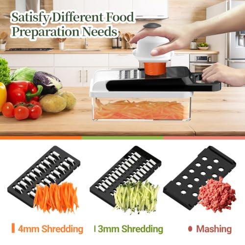 15-in-1 Vegetable Chopper 10 Blades, Veggie Cutter with Handle, Black/White (Black / 10 blades)