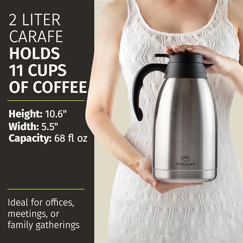 Thermal Coffee Carafe 68oz (Silver 2L / 68 Ounces)