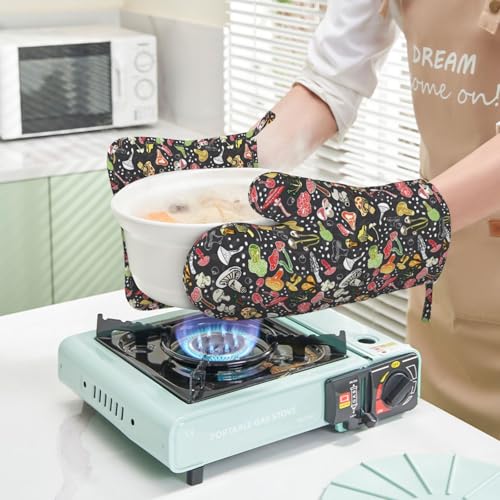 Fresh Mushroom Oven Mitts and Pot Holders Sets of 4 (One Size / Fresh Mushroom)