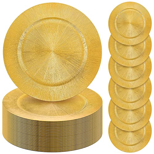50 Pcs Gold Charger Plates Bulk (Modern Style / Gold)