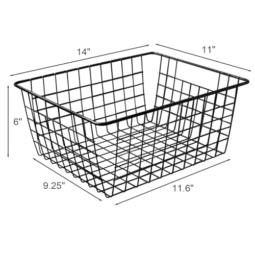 14" Upright Freezer Storage Baskets (Black / 14"-2Pack)