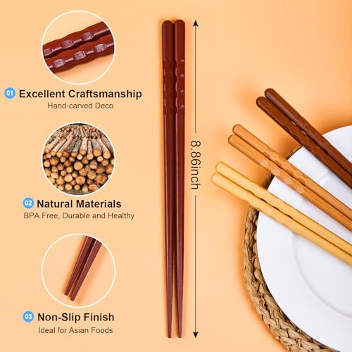 8.8 Inch 5 Pairs Japanese Minimalist Reusable Chopsticks