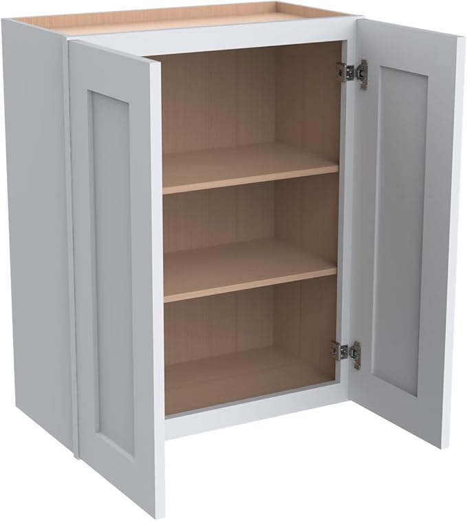 Wall-Mounted Cabinet – Solid Wood Shaker Style Medicine Cabinet with Adjustable Shelves & Soft-Close Doors for Bathroom, Kitchen, and Office Storage (White, 39" W x 12" D x 42" H)