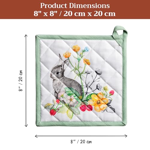 Pot Holders 100% Cotton Potholders (035 - Printemps / 8" x 8" (Pot Holder Pack of 2))