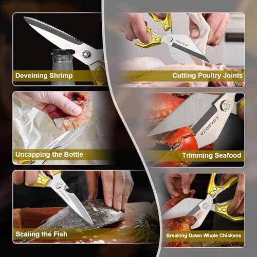 Heavy Duty Poultry Scissors Set for Chicken (Gold)
