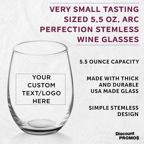 Custom Stemless Wine Glasses by ARC 5.5 oz Set of 12 (100 Count)
