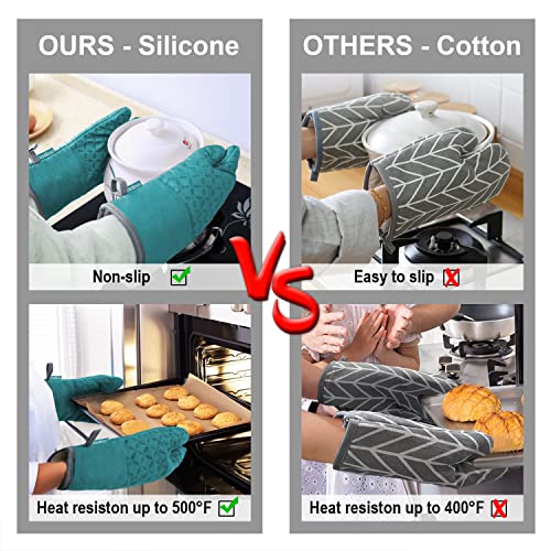 Oven Mitts and Pot Holders 6pcs Set (Lake Blue)