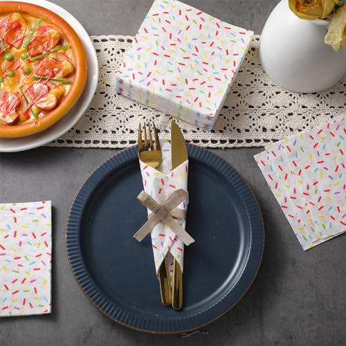 100 Pcs Sprinkles Donut Napkins Birthday Party
