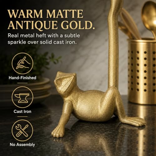 Gold Frog Paper Towel Holder & Metal Toilet Paper Holder Stand (Gold Frog)