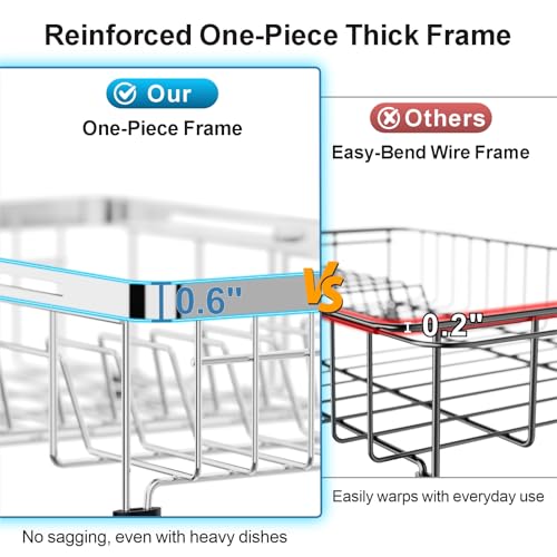 Small Over the Sink Dish Drying Rack (Silver / For 10"-30"W Sink, Expandable | 9"W Rack)