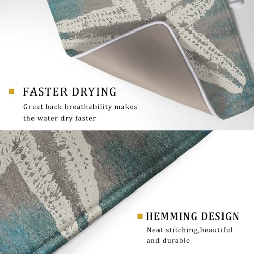 Vintage Starfish Dish Drying Mat Coastal Beachy Nautical Drainer Rack Mat 18"x24" Absorbent Washable Dish Dry Pad for Kitchen Counter Sink (Vintage Starfish / 24" x 24")