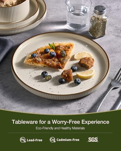 Stoneware Dishes Dinnerware Sets for 6 (Cream / Service for 6)