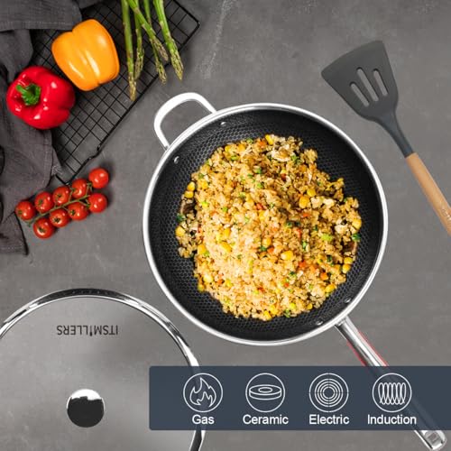 Tri ply Stainless Steel Wok with Lid