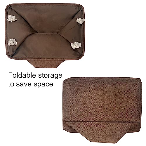 Decorative Basket Rectangular Fabric Storage Bin Organizer Basket with Handles for Clothes Storage (Brown / 3PCS/Large - 15.7Lx11.8Wx8.3H)
