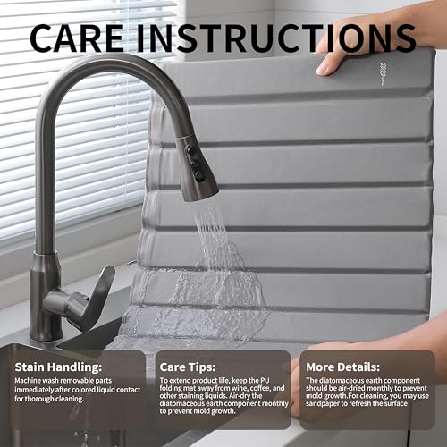 Stone Drying Mat for Kitchen Counter (PU-Grey)
