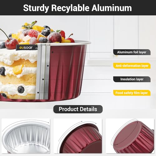 Disposable Creme Brulee Ramekins (Wine Red / 30pcs)