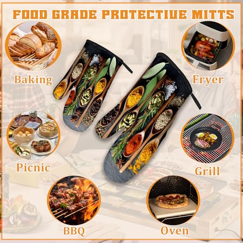 Cooking Herbs Spices Oven Mitts and Pot Holders Set (4 Count)
