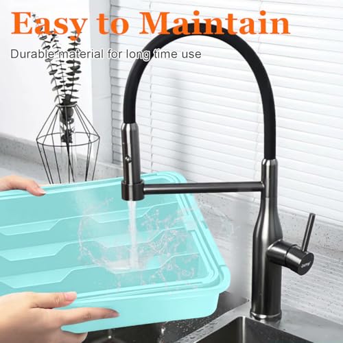 Expandable Silverware Drawer Organizer (Turquoise / M(9.5-15.2"W x 12.6-19"D))