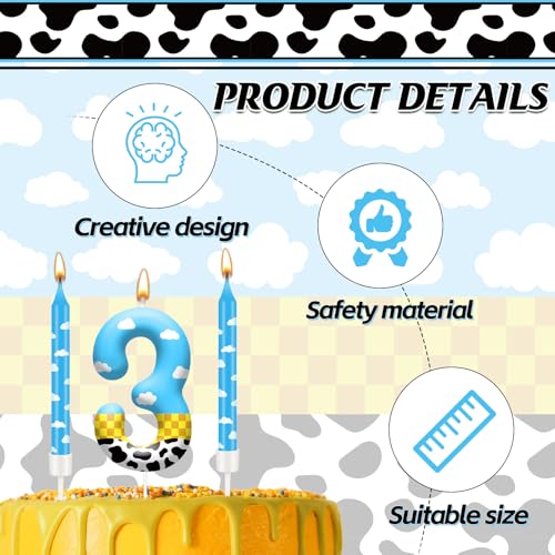 13PCS Toy Inspire Game Story Birthday Candles Set for Kids (Blue+White+Yellow+Black / 3)