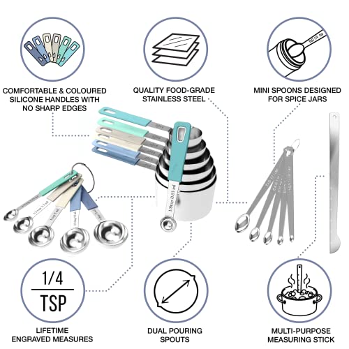 22 Piece Stainless Steel Measuring Cups and Spoons Set