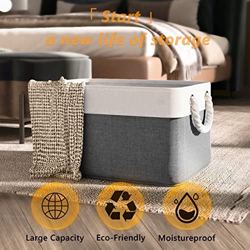 Organization and Storage Basket for Organizing (White&Grey / Large - 15.7Lx11.8Wx8.3H)