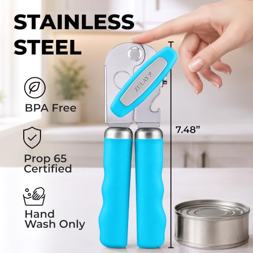 Stainless Steel Swing Open Manual Can Opener Comfortable Grip (Aqua / Swing Open)