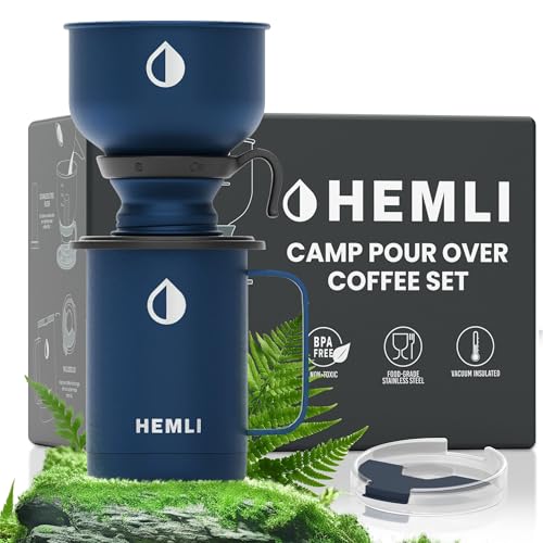 16 oz Pour Over Camp Coffee Maker Set (Blue)