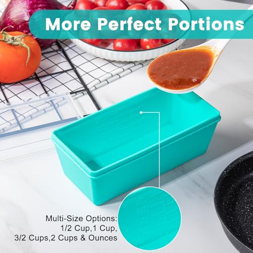 Silicone Freezer Molds with Lids (Blue / 4x 1-Cup & 2x 2-Cup)