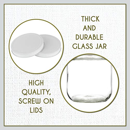 4 Pack 64 oz Mason Jars Wide Mouth (White Lid / 0.5 Gallon)