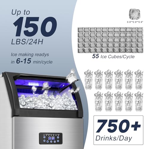 Commercial Ice Maker Machine 150LBS (Stainless Steel)