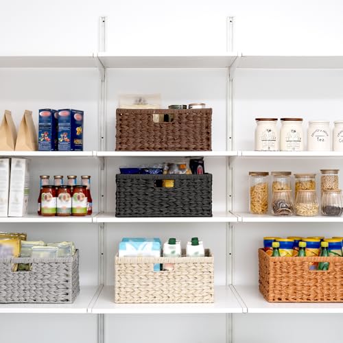Storage Baskets for Organizing (Black / 16½"L x 13"W x 7½"H)