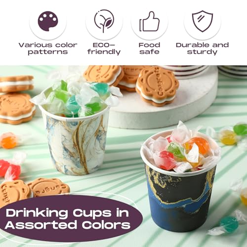 1000 Pcs Disposable Paper Cups Small (Marble / 2.36*2.4*1.73 inches, 3.7oz)